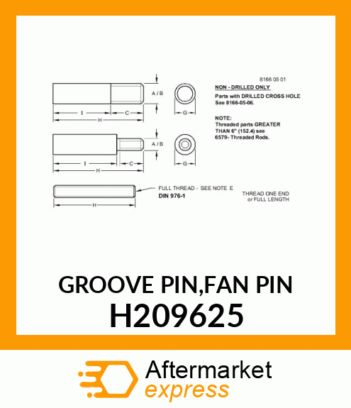 GROOVE PIN,FAN PIN H209625