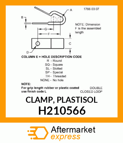 CLAMP, PLASTISOL H210566