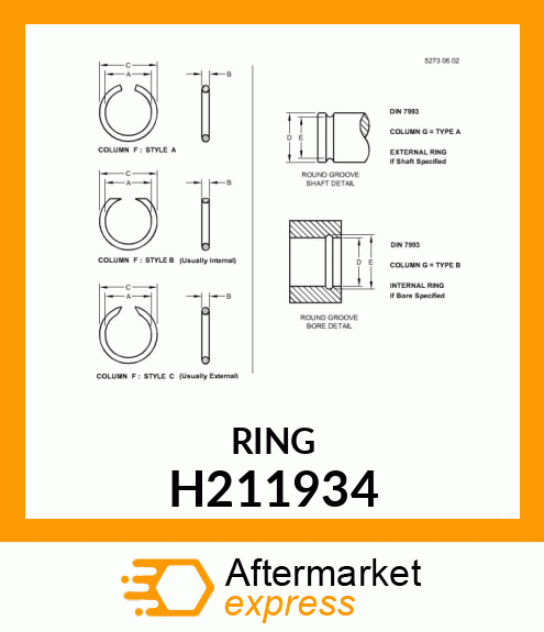 SNAP RING INTERNAL, 68 H211934