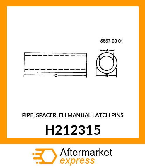 PIPE, SPACER, FH MANUAL LATCH PINS H212315