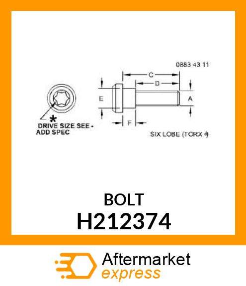 BOLT, SHOULDER, FEEDPLATE H212374