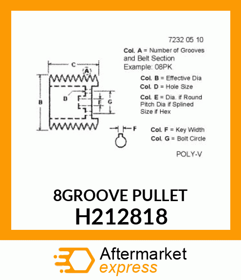 PULLEY, ALTERNATOR (200 AMP) H212818