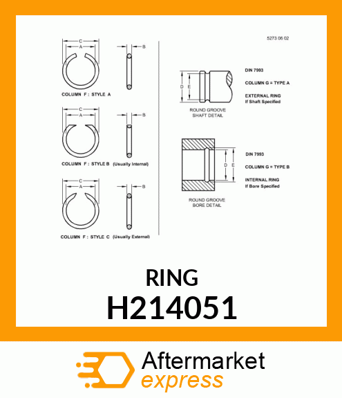 SNAP RING, ROUND, INTERNAL H214051