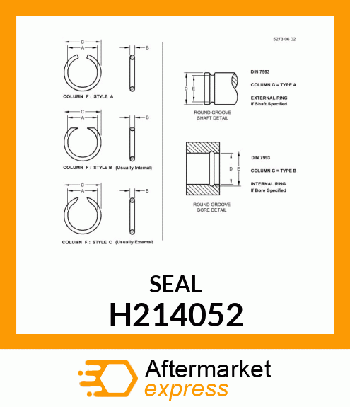 SNAP RING, ROUND, INTERNAL H214052