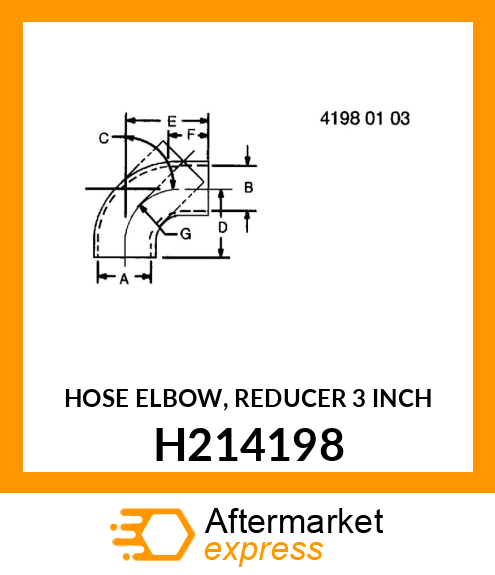 HOSE ELBOW, REDUCER 3 INCH H214198