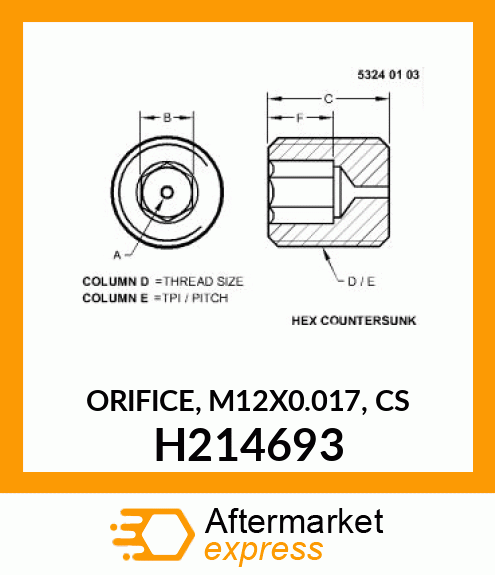 ORIFICE, M12X0.017, CS H214693