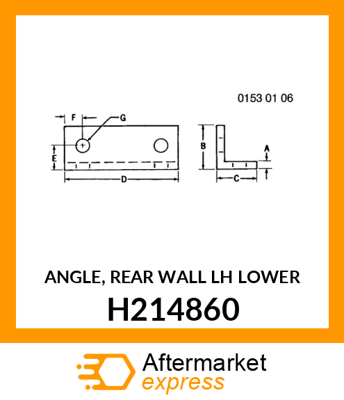 ANGLE, REAR WALL LH LOWER H214860