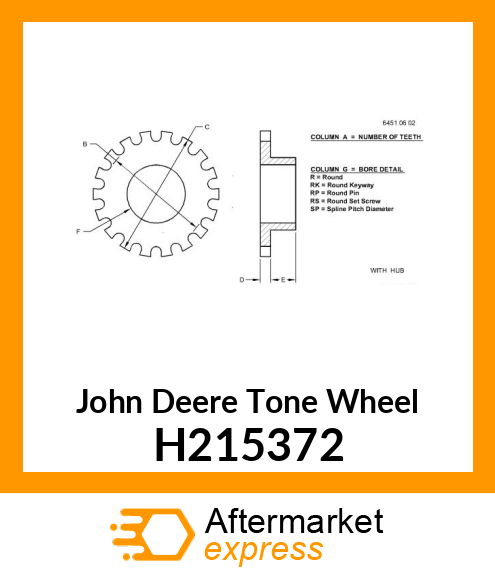 WHEEL, TONE 30 TOOTH H215372