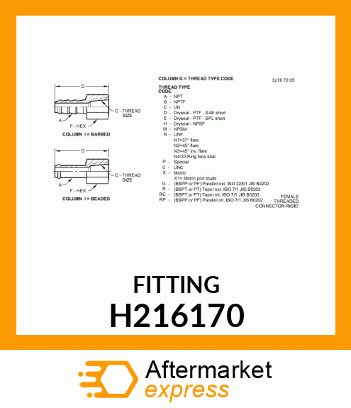 FITTING, REDUCER, FEMALE PIPE TO MA H216170