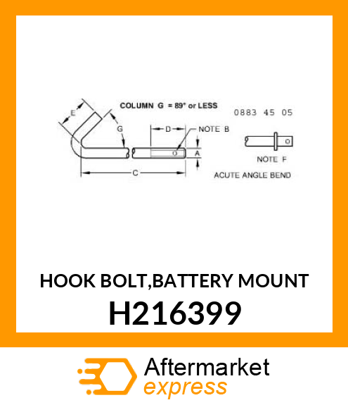 HOOK BOLT,BATTERY MOUNT H216399