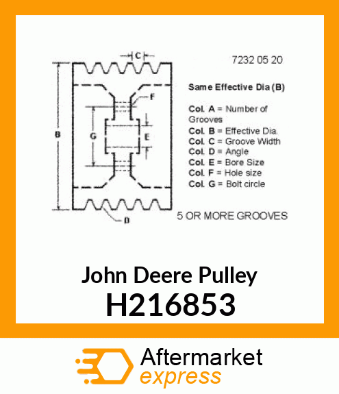 PULLEY, FEEDERHOUSE UPPER, 3HC H216853