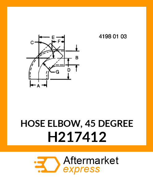 HOSE ELBOW, 45 DEGREE H217412