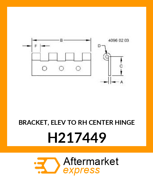 BRACKET, ELEV TO RH CENTER HINGE H217449