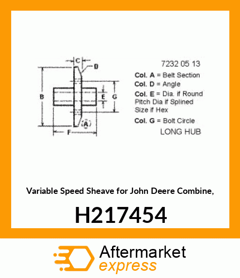 HALF SHEAVE, OUTER HALF, DRIVER, HI H217454