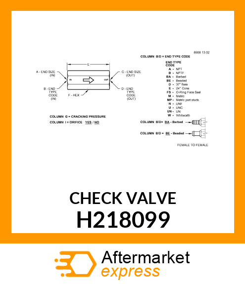 FITTING, VALVE, FLOW REGULATING H218099