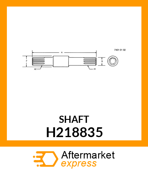 SHAFT, RH DRIVESHAFT, 22T, 451 MM H218835