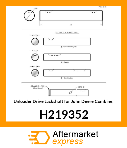 JACKSHAFT, UNLOADER DRIVE H219352