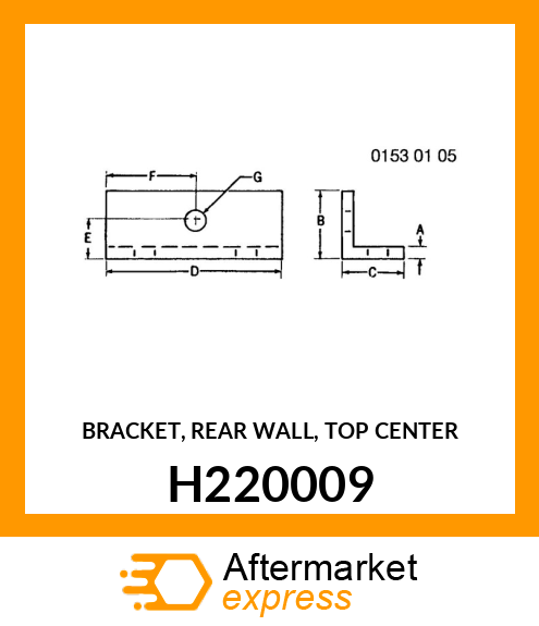 BRACKET, REAR WALL, TOP CENTER H220009