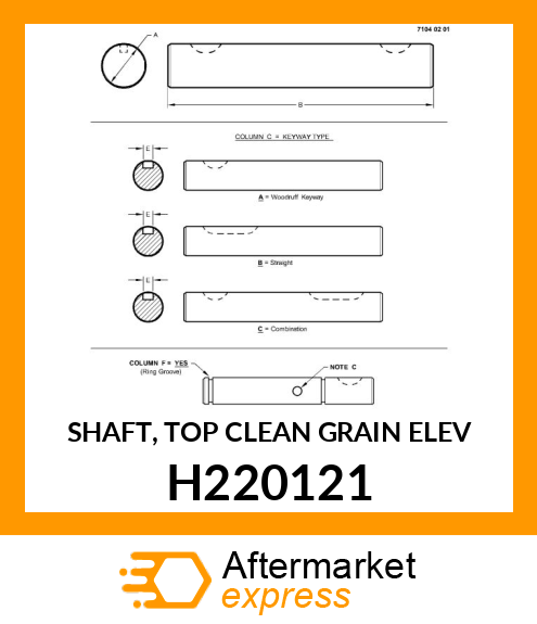 SHAFT, TOP CLEAN GRAIN ELEV H220121