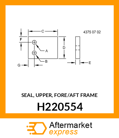 SEAL, UPPER, FORE/AFT FRAME H220554