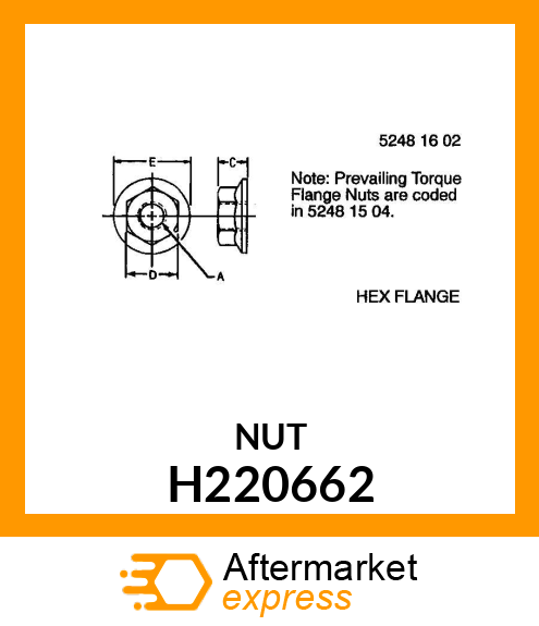 NUT, SPECIAL M66 X 2 H220662