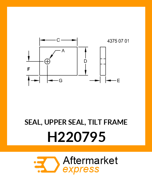 SEAL, UPPER SEAL, TILT FRAME H220795