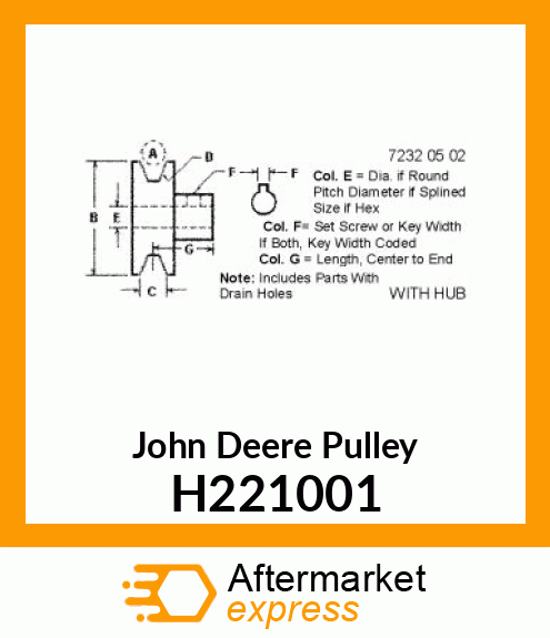 PULLEY, DEEP GROOVE H221001