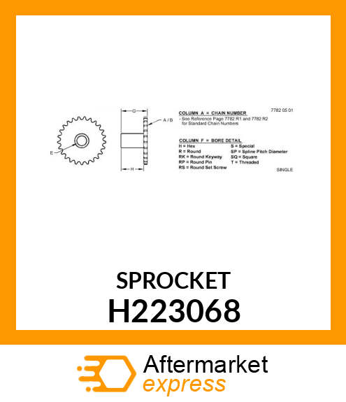 CHAIN SPROCKET, ANSI 100, 27T H223068