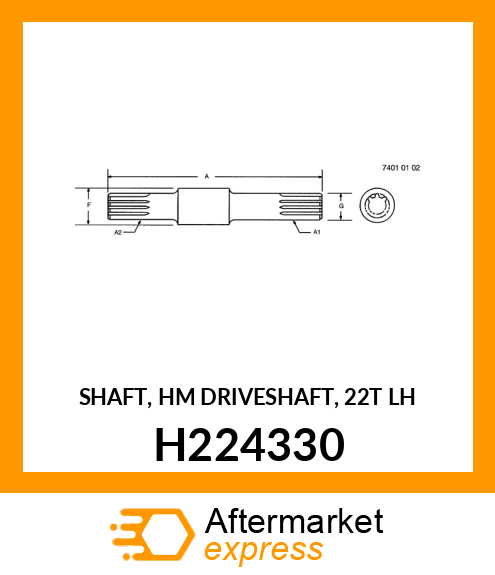 SHAFT, HM DRIVESHAFT, 22T LH H224330