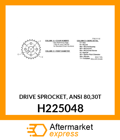 DRIVE SPROCKET, ANSI 80,30T H225048