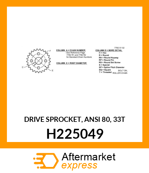 DRIVE SPROCKET, ANSI 80, 33T H225049