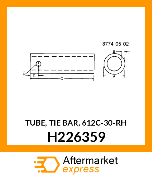 TUBE, TIE BAR, 612C H226359
