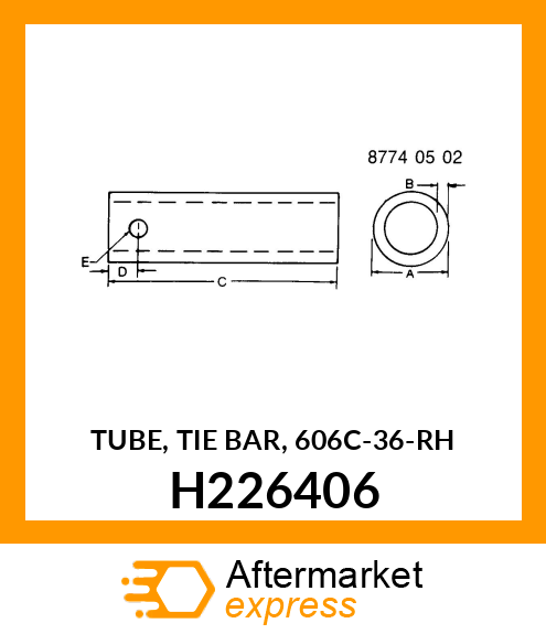 TUBE, TIE BAR, 606C H226406