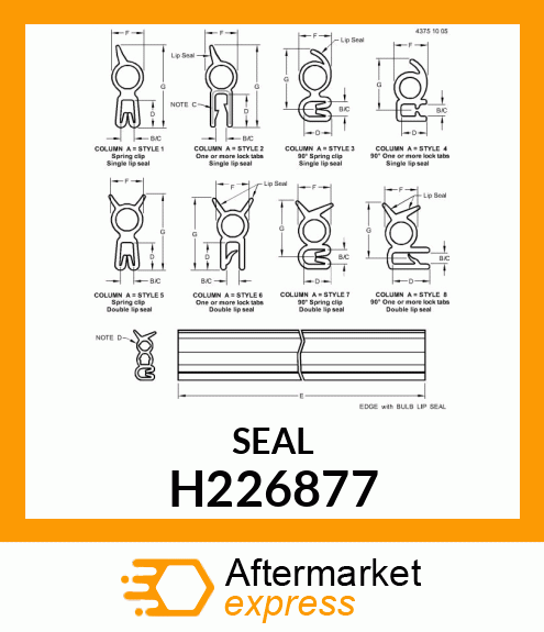 SEAL, DOOR, LH ACCESS H226877