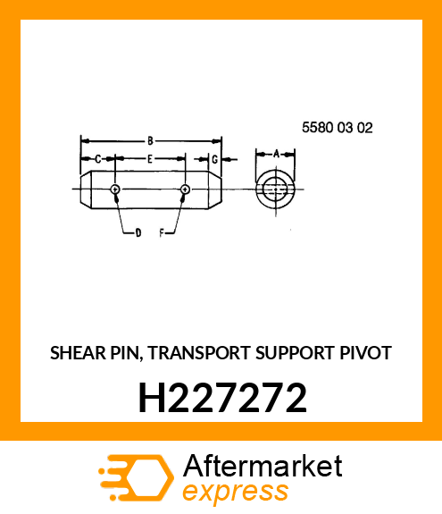 SHEAR PIN, TRANSPORT SUPPORT PIVOT H227272