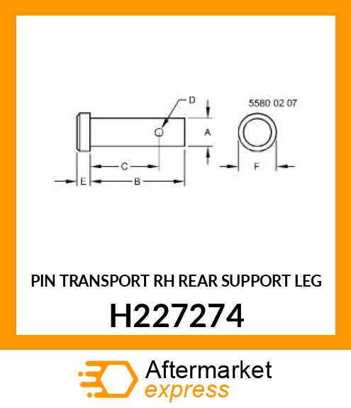 PIN TRANSPORT RH REAR SUPPORT LEG H227274