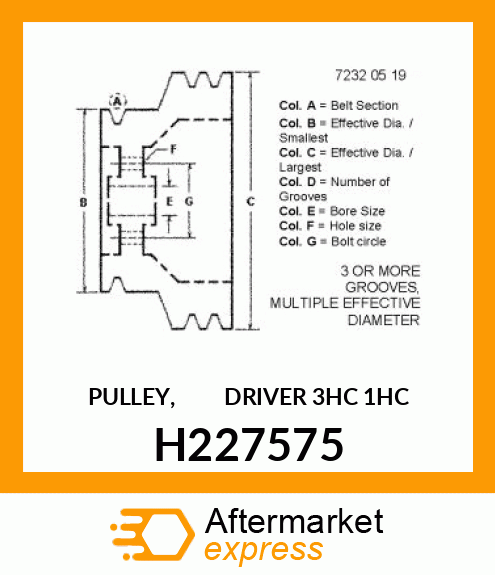 PULLEY, DRIVER 3HC 1HC H227575