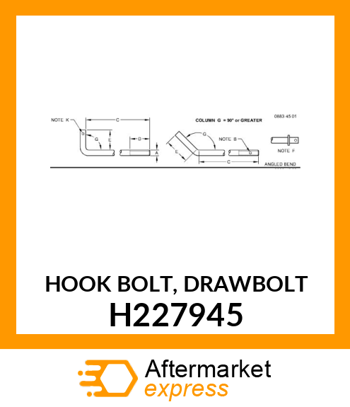 HOOK BOLT, DRAWBOLT H227945