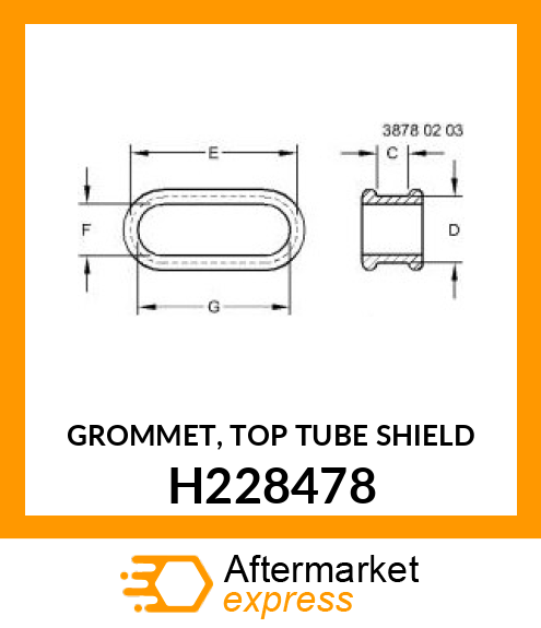 GROMMET, TOP TUBE SHIELD H228478