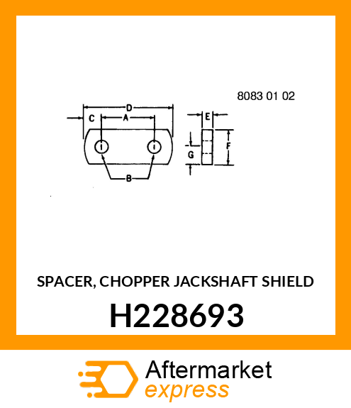 SPACER, CHOPPER JACKSHAFT SHIELD H228693