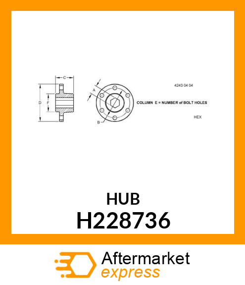 HUB, DRIVE SHAFT H228736