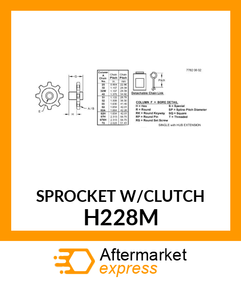 SPROCKET W/CLUTCH H228M