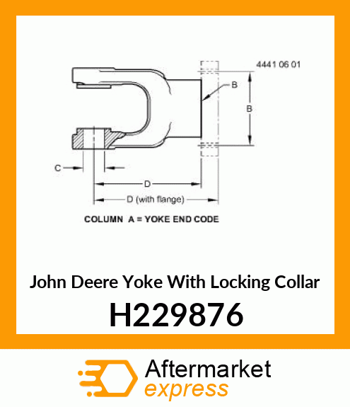 YOKE WITH LOCKING COLLAR,CLAMP H229876