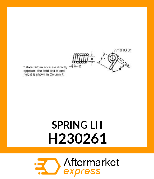 TORSION SPRING, LH ROW GUIDANCE H230261