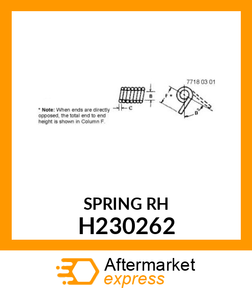 TORSION SPRING, RH ROW GUIDANCE H230262