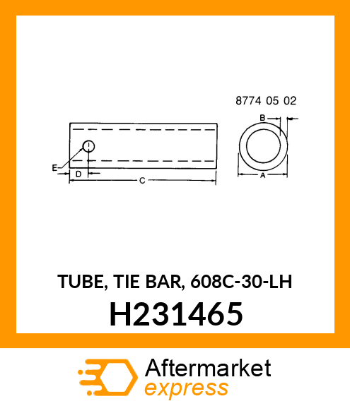 TUBE, TIE BAR, 608C H231465