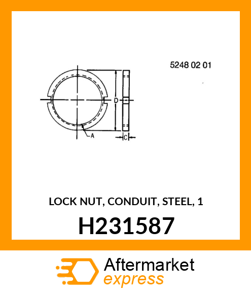 LOCK NUT, CONDUIT, STEEL, 1 H231587