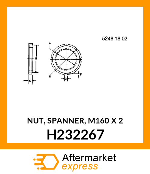 NUT, SPANNER, M160 X 2 H232267