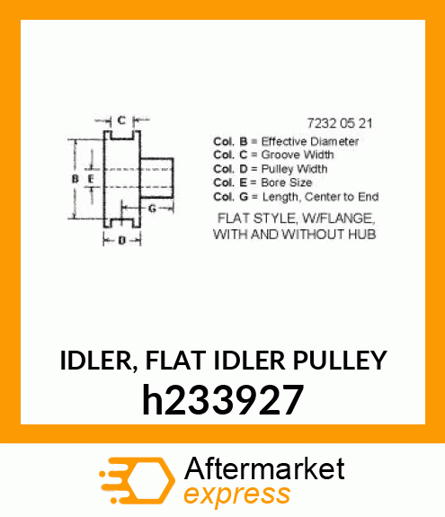 IDLER, FLAT IDLER PULLEY h233927