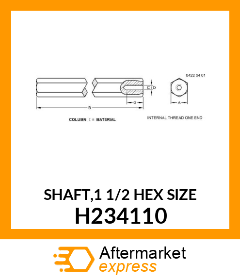 SHAFT,1 1/2 HEX SIZE H234110